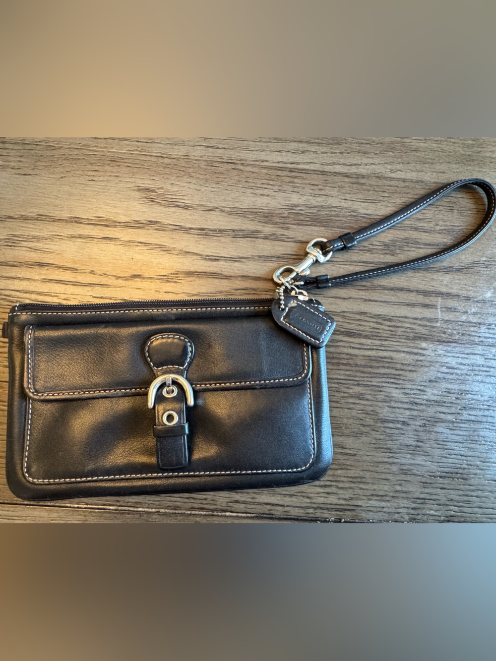 Coach Black Leather Wristlet